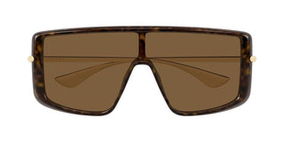 Alexander McQueen AM0524S unisex Havana Shield Sunglasses