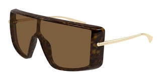 Alexander McQueen AM0524S unisex Havana Shield Sunglasses