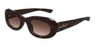 Alexander McQueen AM0527S women Havana Round Sunglasses