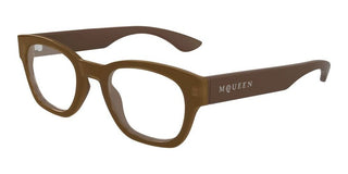 Alexander McQueen AM0530O men Brown Geometric Eyeglasses
