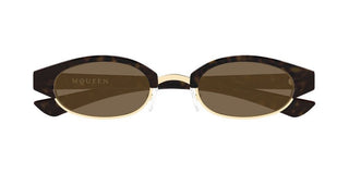 Alexander McQueen AM0534S unisex Havana Round Sunglasses
