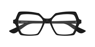 Alexander McQueen AM0537O women Black Geometric Eyeglasses