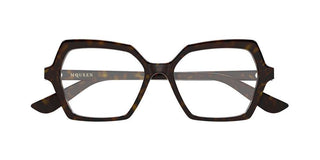 Alexander McQueen AM0537O women Havana Geometric Eyeglasses