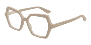 Alexander McQueen AM0537O women Brown Geometric Eyeglasses