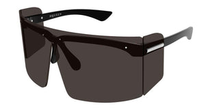 Alexander McQueen AM0594S unisex Havana Shield Sunglasses