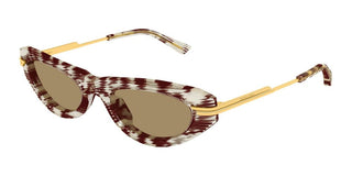 Bottega Veneta BV1368S women Havana Round Sunglasses