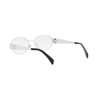 Celine Metal Triomphe Cl50140u Women Silver Oval Eyeglasses