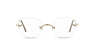 Lunor Classic Crown Panto Unisex Gold Geometric Eyeglasses