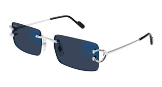 Cartier CT0488S men Silver Rectangle Sunglasses