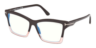 Tom Ford Ft5964-b Blue Block Women Brown Squared Eyeglasses