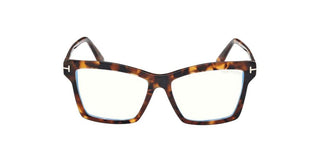 Tom Ford Ft5964-b Blue Block Women Havana Squared Eyeglasses