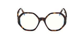 Tom Ford Ft5967-b Blue Block Women Havana Round Eyeglasses