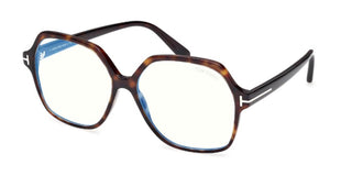 Tom Ford FT6062-B BLUE BLOCK unisex Havana Geometric Eyeglasses