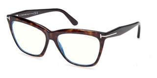 Tom Ford Ft6064-b Blue Block Unisex Havana Butterfly Eyeglasses