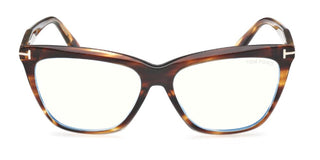 Tom Ford Ft6064-b Blue Block Unisex Havana Butterfly Eyeglasses