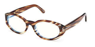 Tom Ford FT6067-B BLUE BLOCK unisex Havana Oval Eyeglasses
