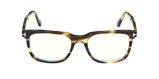 Tom Ford FT6080-B BLUE BLOCK men Havana Geometric Eyeglasses