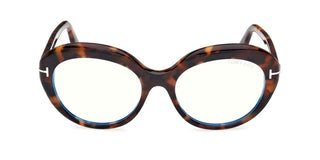 Tom Ford Ft6095-b Blue Block Women Havana Oval Eyeglasses