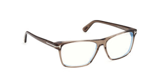 Tom Ford Ft6170-b Blue Block Men Brown Geometric Eyeglasses