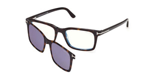 Tom Ford FT6175-B BLUE BLOCK men Havana Rectangle Eyeglasses
