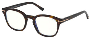 Tom Ford Ft 5532-b Blue Block Unisex Havana Geometric Eyeglasses