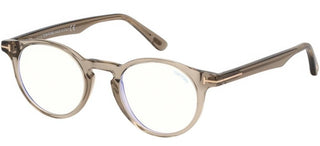 Tom Ford FT 5557-B BLUE BLOCK unisex Brown Round Eyeglasses