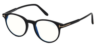 Tom Ford FT 5695-B BLUE BLOCK men Black Round Eyeglasses