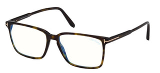 Tom Ford FT 5696-B BLUE BLOCK men Havana Geometric Eyeglasses