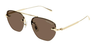Montblanc MB0404S men Gold Round Sunglasses