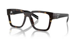 Prada Pr 08zv Men Havana Geometric Eyeglasses
