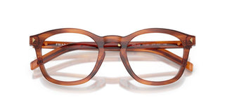 Prada PR C04V men Brown Geometric Eyeglasses