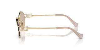 Miu Miu Smu 52ys Women Gold Round Sunglasses