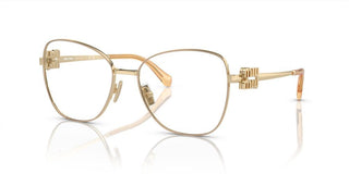 Miu Miu Vmu 50xv Women Gold Geometric Eyeglasses